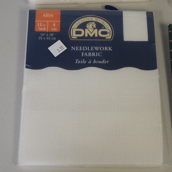 Vintage Cross Stitch Fabric Lot (set of 4) Cotton White 11 Count AIDA Needlework - Picture 5 of 10